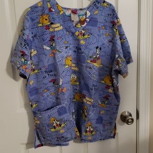 Disney Pirate Halloween Women's Scrub Top XL Ciel